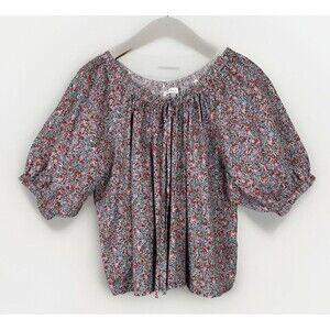Doen Floral Blouse in Red and Blue